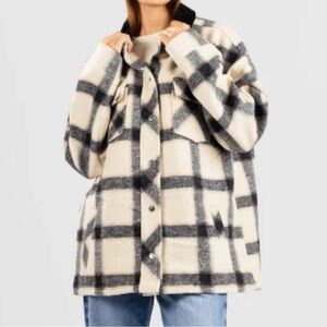 Coal Sheila Cream Plaid Shacket Size Medium